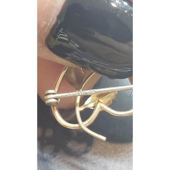 Vintage Krementz Rose Flower Brooch Gold Filled Heart Leaf Small USA Signed - Picture 3 of 7